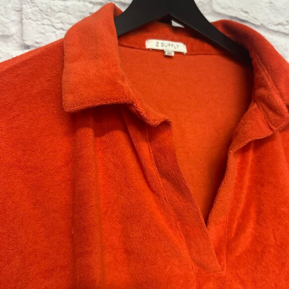 Z Supply Terrycloth Red Collared Long Sleeve - Picture 3 of 3